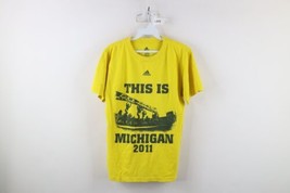 Y2K Adidas Mens S Faded Spell Out 2011 University of Michigan Football T-Shirtt - £19.38 GBP
