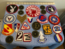 LOT OF VINTAGE PATCHES MOSTLY MILITARY PLAYBOY BUNNY (A) - $65.00