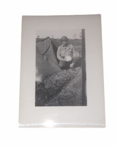 Army Soldier Smoking A Corn Cob Pipe Next To Tent World War 2 Photograph - £4.05 GBP