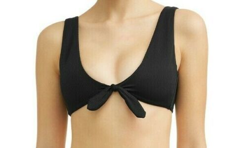 No Boundaries Juniors Swimsuit Top Large (11-13) Black Front Bunny Tie - $10.98