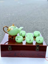 Large Tea Pot and Cup Natural AAA Jade handmade Painting Home Decorations - £683.44 GBP