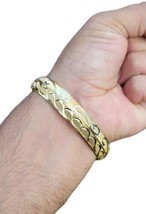 Designer kara Two Tone Bracelet Silver Gold Plated Sikh Kada Khalsa Bangle DD29 - $14.85