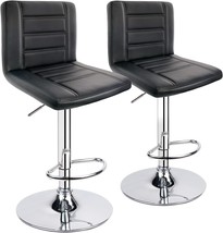 Leopard Bar Stools Set Of 2, Modern Adjustable Bar Stool With Back,, Black. - $136.93