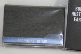 BUSINESS CARD HOLDER (new) SEE YOU AT THE TOP CARDHOLDER, DARK GREY &amp; SI... - $16.78
