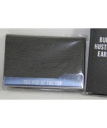 BUSINESS CARD HOLDER (new) SEE YOU AT THE TOP CARDHOLDER, DARK GREY &amp; SI... - £13.27 GBP