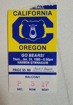 Vintage 1980s Cal California Golden Bears Ticket Stub Basketbal vs Oregon Ducks - £7.27 GBP