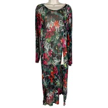 Eye Candy Plus Size 2X Midi Dress Floral Print Long Sleeve V-Neck - £15.64 GBP
