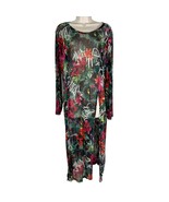 Eye Candy Plus Size 2X Midi Dress Floral Print Long Sleeve V-Neck - £15.51 GBP
