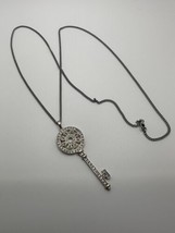 Vintage Silver Skeleton Key to Heaven Jesus Pendants Necklace 28&quot; NB6 - £22.96 GBP