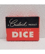 Vintage Box of One Dozen Green Opaque 1/2&quot; Dice - Crisloid Product - Mad... - $24.65
