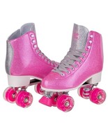 C SEVEN Pink Glitter Sparkly Roller Skates Outdoor Skating Faux Leather ... - $48.90 CAD