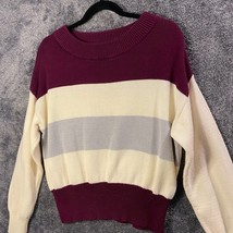 Lucky Brand Sweater Womens Medium Striped Colorblock Minimalist Knit Ribbed - £10.64 GBP