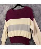 Lucky Brand Sweater Womens Medium Striped Colorblock Minimalist Knit Ribbed - £10.64 GBP