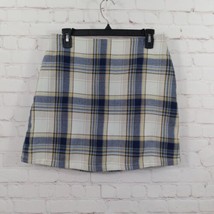 Blue Rain Skirt Womens Medium Blue Plaid Lined Zip Mini Academia Y2K - $24.99