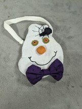 Vintage Fabric Ghost Head Halloween Kiss Lock Purse Bag 6&quot; - $11.98