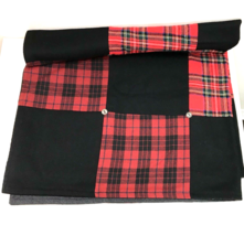 Buffalo Plaid Scotch Plaid Throw Blanket 54 X 50 Red Black Vintage - £55.03 GBP