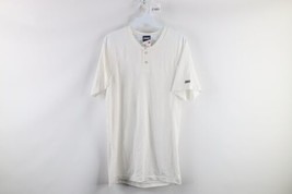 NOS Vintage 90s Streetwear Mens M Blank Short Sleeve Henley T-Shirt White USA - £35.57 GBP