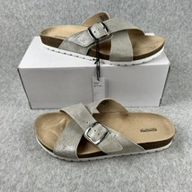 Sonoma Sandals Womens Size 10 Genuine upper ￼leather Sliver Crisscross Strap - £25.04 GBP