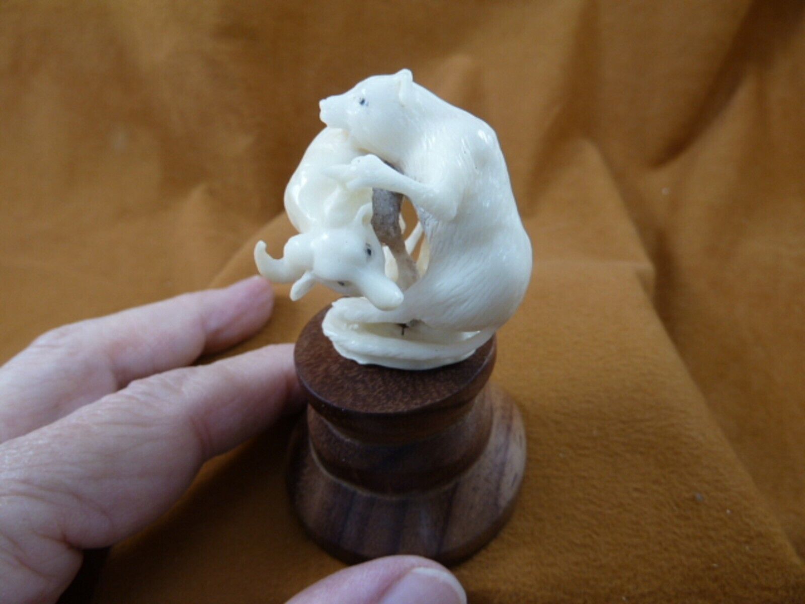 (TB-PANTH-20) Panther Mountain Lion + buffalo shed ANTLER figurine Bali ... - $61.70