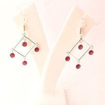 Kashmiri Ruby Round Cut Gemstone Handmade Ethnic Earrings Jewelry 1.90&quot; SA 3522 - £4.78 GBP