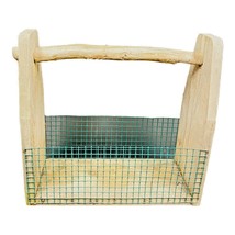 Primitive Rustic Wood and Metal Wire Storage Basket Farmhouse Barn Art - £47.47 GBP