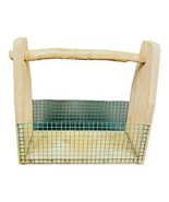 Primitive Rustic Wood and Metal Wire Storage Basket Farmhouse Barn Art - £46.73 GBP