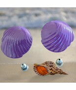 Vintage Natural Clam Shells Purple Post Pierced Earrings Fashion Beach O... - $1,505.16 MXN Vintage Natural Clam Shells Purple Post Pierced Earrings Fashion Beach O... - $1,505.16 MXN