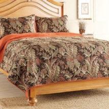 Tommy Bahama Tiki Bay 2 Standard Quilted Pillow Shams Orange Brown Green - $19.97