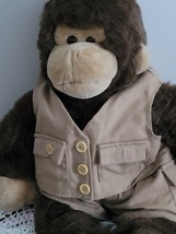 Build A Bear Monkey Plush Chimp Brown &amp; Tan Stuffed Beanie Toy 18 in Safari Suit - £18.39 GBP