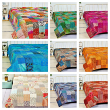 Kantha Quilt Queen Size patchwork boho kantha quilt (90&quot;X108&quot; Inches) - £42.28 GBP