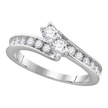 14k White Gold Round Diamond 2-stone Bridal Wedding Engagement Ring 1.00 Ctw - £1,244.95 GBP