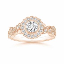 ANGARA Round Natural Diamond Engagement Ring with Floral Halo (HSI2, 0.71 Ctw) - £1,318.71 GBP