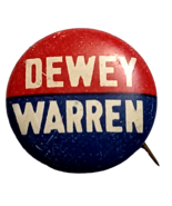 1940s Political Pinback Button for Dewey and Warren 7/8&quot; Imber Co - $167.41 MXN