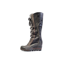 Sorel Boots 7.5 Womens Cate The Great Wedge Tall Gray Waterproof Lace Up - £199.65 GBP