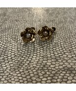Vintage 1/20 12K GF Flower &amp; Rhinestone Screw Back Earrings Clip On - €10,97 EUR