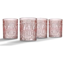 Whiskey Glasses Set Of 4 Barware Vintage Tumblers Drinking Old Fashioned Pink - £24.70 GBP