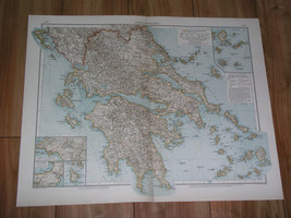 1898 Antique Map Of Kingdom Of Greece Peloponnese Attica Thessalia Epirus Athens - $28.79