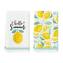 Hello Summer Lemons Kitchen Dish Towels, 18 X 26 Inch Seasonal Summer Fruit Ultr - £15.97 GBP