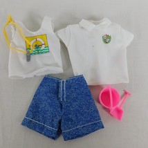 Barbie Ken Go In Style White Preppy Polo Crest Blue Shorts Plus Tank Top FLAW - £11.42 GBP