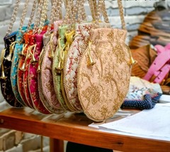 Handicrafts and Jewellery Designer Women Potli Bags, Evening Handbags for women  - £22.47 GBP