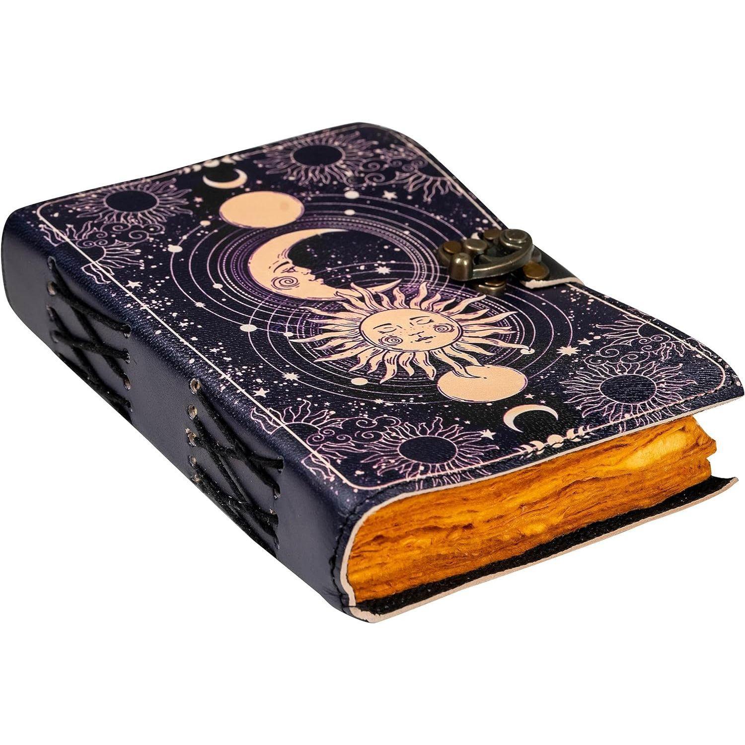 Handmade Sun & Moon Vintage Leather Journal for Men & Women 200 Pages Antique Ha