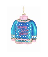 MERRY XMAS BITCHES ORNAMENT 4.5&quot; Glass Funny Blue Ugly Sweater Christmas... - £17.43 GBP