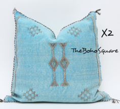 Set Of 2 Handmade &amp; Hand-Stitched Moroccan Sabra Cactus Pillow Cushion T... - £95.79 GBP