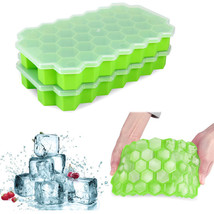 2 Pack Ice Cube Trays Sphere Molds Silicone Flexible 37 Hole/Pack With L... - £19.65 GBP