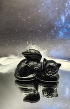 Black Obsidian Small Winged Angel Cat, Pet Memorial, Pet Loss  Gemstone Carving  - £23.34 GBP