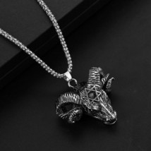 Men Satanic Hexagram Goat Pendant Baphomet Necklace Stainless Steel Chain 24&quot; - £9.41 GBP
