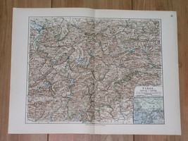 1912 Antique Map Of Tyrol Tirol Riva Bozen Bolzano Meran Merano Austria Italy - £20.29 GBP
