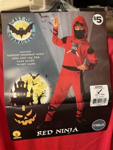 Primary image for Kids Red Ninja Costume Size Medium 8-10 Age 5-7 Years Halloween Dress Up
