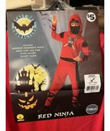 Kids Red Ninja Costume Size Medium 8-10 Age 5-7 Years Halloween Dress Up - £3.65 GBP