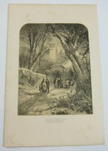 Antique 1870s Wood Engraving Print Cathedral Churchgoers New Years Thoma... - £47.17 GBP